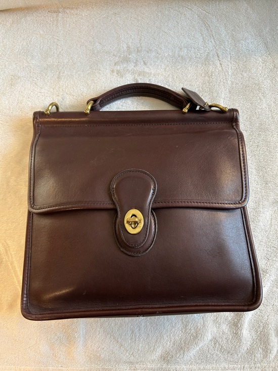 Coach Handbags - Coach Brown Vintage Willis Leather Top-Handle Satchel with Gold-Tone Turn Lock